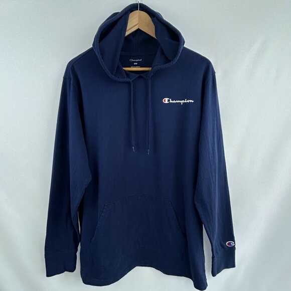 Champion Navy Blue Hoodie Men’s Size Medium – Pullover kangaroo pocket - Picture 2 of 8